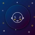 Line Happy little boy head icon isolated on blue background. Face of baby boy. Colorful outline concept. Vector Royalty Free Stock Photo