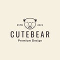 Line head bear smile hipster logo symbol icon vector graphic design illustration idea creative Royalty Free Stock Photo