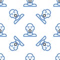 Line Head of deaf and dumb guy icon isolated seamless pattern on white background. Dumbness sign. Disability concept