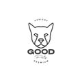 Line head pets dog pit bull vintage logo design vector graphic symbol icon illustration creative idea