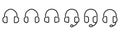 Line headphones icon set. Headset icon in line. Earphones symbol in line. Headphones vector illustration. Outline headset symbol.