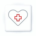 Line Heart with a cross icon isolated on white background. First aid. Healthcare, medical and pharmacy sign. Colorful Royalty Free Stock Photo