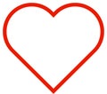 Line heart design red on white background.