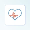 Line Heart rate icon isolated on white background. Heartbeat sign. Heart pulse icon. Cardiogram icon. Colorful outline Royalty Free Stock Photo