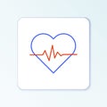 Line Heart rate icon isolated on white background. Heartbeat sign. Heart pulse icon. Cardiogram icon. Colorful outline Royalty Free Stock Photo