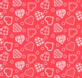 Line heart seamless pattern for Saint Valentine`s day, love theme Royalty Free Stock Photo