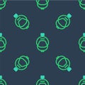 Line Helmet and action camera icon isolated seamless pattern on blue background. Vector Royalty Free Stock Photo