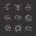 Line heraldic animals gaming thrones symbols