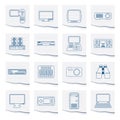 Line Hi-tech equipment icons on a piece of paper Royalty Free Stock Photo