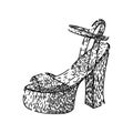 line high heel shoes sketch hand drawn vector