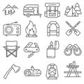 Line Hiking and Camping Icons Set. Vector Royalty Free Stock Photo