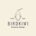 Line hipster bird kiwi logo design vector graphic symbol icon illustration creative idea