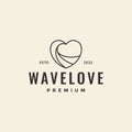 Line hipster love with wave logo design vector graphic symbol icon illustration creative idea