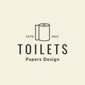 Line hipster toilet paper roll logo design vector graphic symbol icon sign illustration creative idea