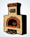 Old Russian stove. Vector drawing Royalty Free Stock Photo