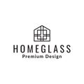 Line home glass minimalist logo design vector graphic symbol icon sign illustration creative idea