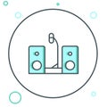 Line Home stereo with two speaker s icon isolated on white background. Music system. Colorful outline concept. Vector