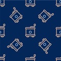 Line Honey extractor icon isolated seamless pattern on blue background. Mechanical device for honey extraction from Royalty Free Stock Photo