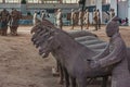 Line of horses and soldiers at excavation in Terracotta Army museum, Xian, China