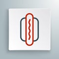 Line Hotdog sandwich icon isolated on white background. Sausage icon. Fast food sign. Colorful outline concept. Vector Royalty Free Stock Photo