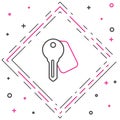 Line Hotel door lock key icon isolated on white background. Colorful outline concept. Vector Royalty Free Stock Photo