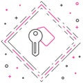 Line Hotel door lock key icon isolated on white background. Colorful outline concept. Vector Royalty Free Stock Photo