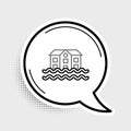 Line House flood icon isolated on grey background. Home flooding under water. Insurance concept. Security, safety Royalty Free Stock Photo