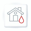 Line House flood icon isolated on white background. Home flooding under water. Insurance concept. Security, safety