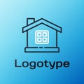 Line House icon isolated on blue background. Home symbol. Colorful outline concept. Vector Illustration Royalty Free Stock Photo