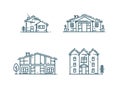 Line houses icon set.