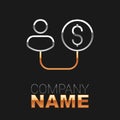 Line Human and money icon isolated on black background. Concept of attracting investments. Big business profit Royalty Free Stock Photo