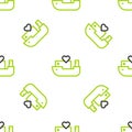 Line Humanitarian ship icon isolated seamless pattern on white background. Vector