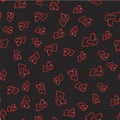 Line Hunting dog icon isolated seamless pattern on black background. Vector