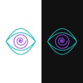 Line Hypnosis icon isolated on white and black background. Human eye with spiral hypnotic iris. Colorful outline concept Royalty Free Stock Photo