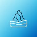 Line Iceberg icon isolated on blue background. Colorful outline concept. Vector