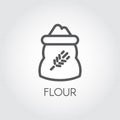 Line icon of bag full of flour. Ingredient for various recipes