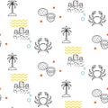 Line icon beach seamless vector pattern.