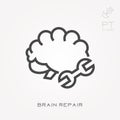 Flat vector icons with brain repair