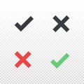 Line icon cancel and approve. Black red and green cross and check mark symbol. Element for design app or website Royalty Free Stock Photo