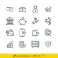 Set of Money Related Icons / Vectors - In Line / Stroke Design