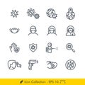Set of Coronavirus COVID-19 Prevention Related Icons / Vectors - In Line / Stroke Design