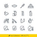 Set of Coronavirus COVID-19 Related Icons / Vectors - In Line / Stroke Design