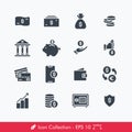 Set of Money Related Icons / Vectors - In Line / Stroke Design