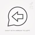 Line icon chat with arrow to left