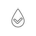 Line icon check, drop, select, water. Outline icon