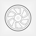 Computer cooler illustration. Line icon of computer cpu fan Royalty Free Stock Photo