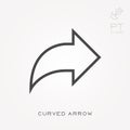 Flat vector icons with curved arrow