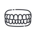 Line icon of a dental care. Jaws with teeth symbol isolated