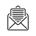 line icon design of basic open email or read email