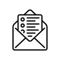 line icon design of read or open email with list of task notes